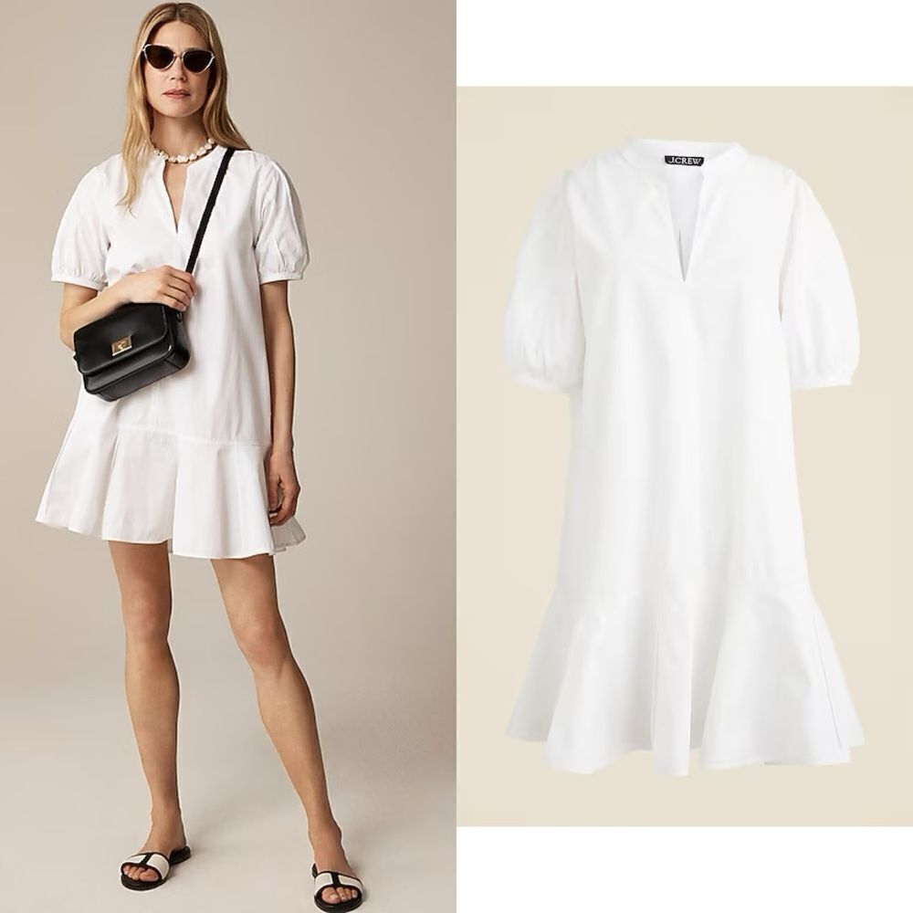 NWT J CREW Delilah dress in cotton poplin in white